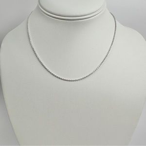 Silver Chain Solid Silver Rope Chain Necklace 1.5mm 16 Inches Stamped .925 Italy